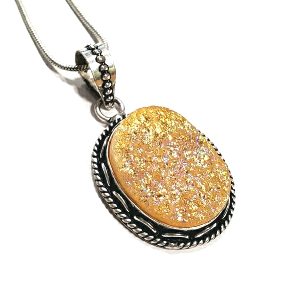 Sunflower Yellow Gold Sparkle Druzy Gemstones - Picture 3 of 12
